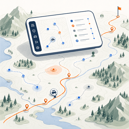 Outdoor safety monitoring scene with live map context