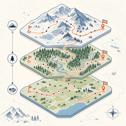 Outdoor stage race route with multiple event segments